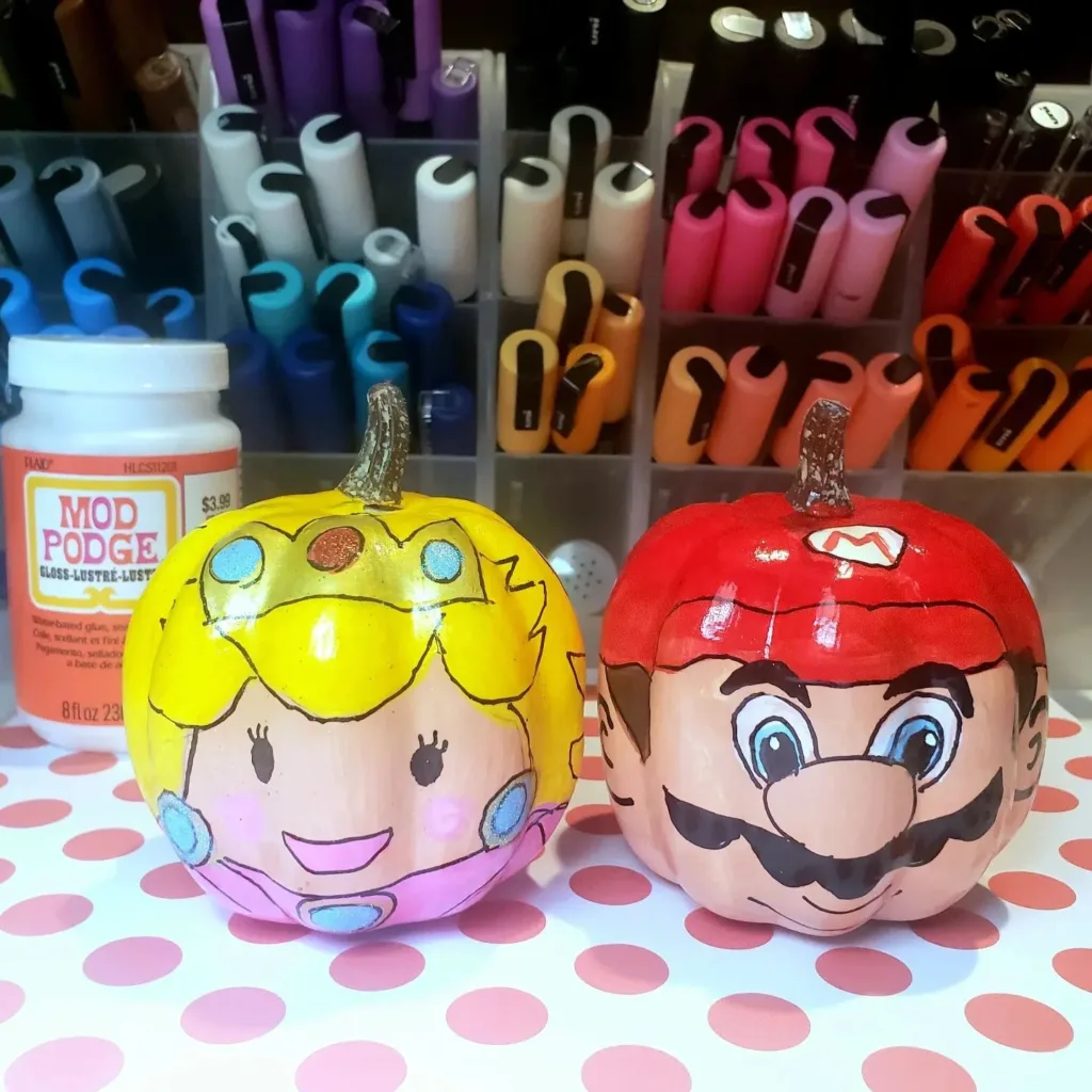 Painting Pumpkins with Cartoon Characters